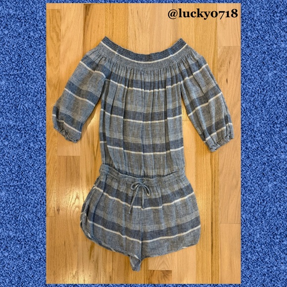 Young Fabulous & Broke Palmas Romper in Denim Blue & White Striped Sz S - Picture 2 of 5